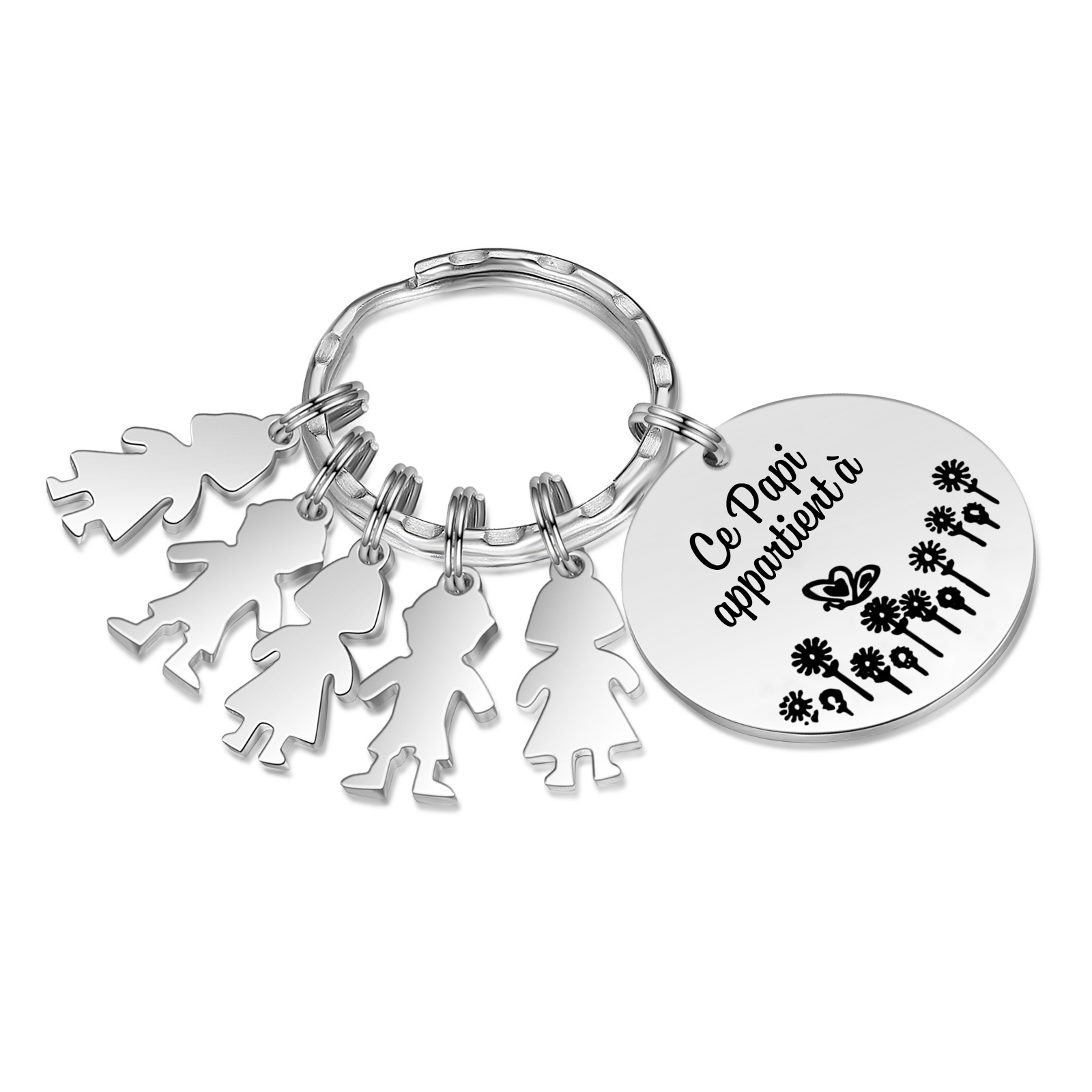 À Mon Papi - 1-5 Noms Porte-Clés Personnalisés Avec Breloques Enfants