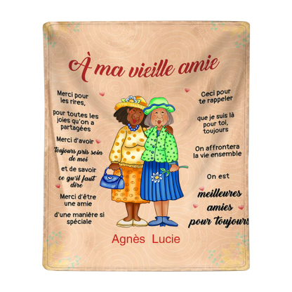 À ma Vieille Amie - Plaid Personnalisé avec 2 Prénoms Couverture en Flanelle | Jessemade