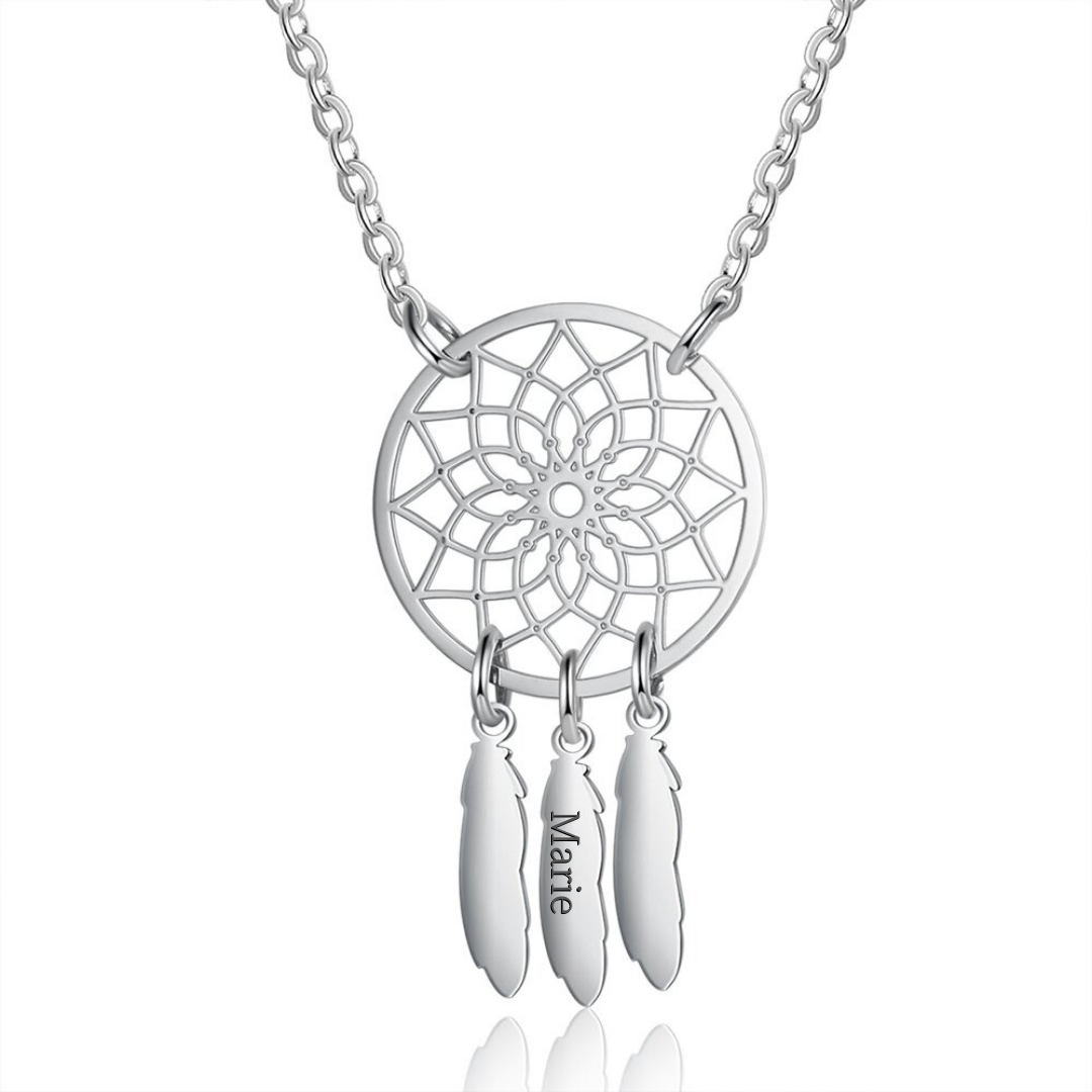 Collier Capteur de rêves 1 Prénom Personnalisé Attrape-Rêves