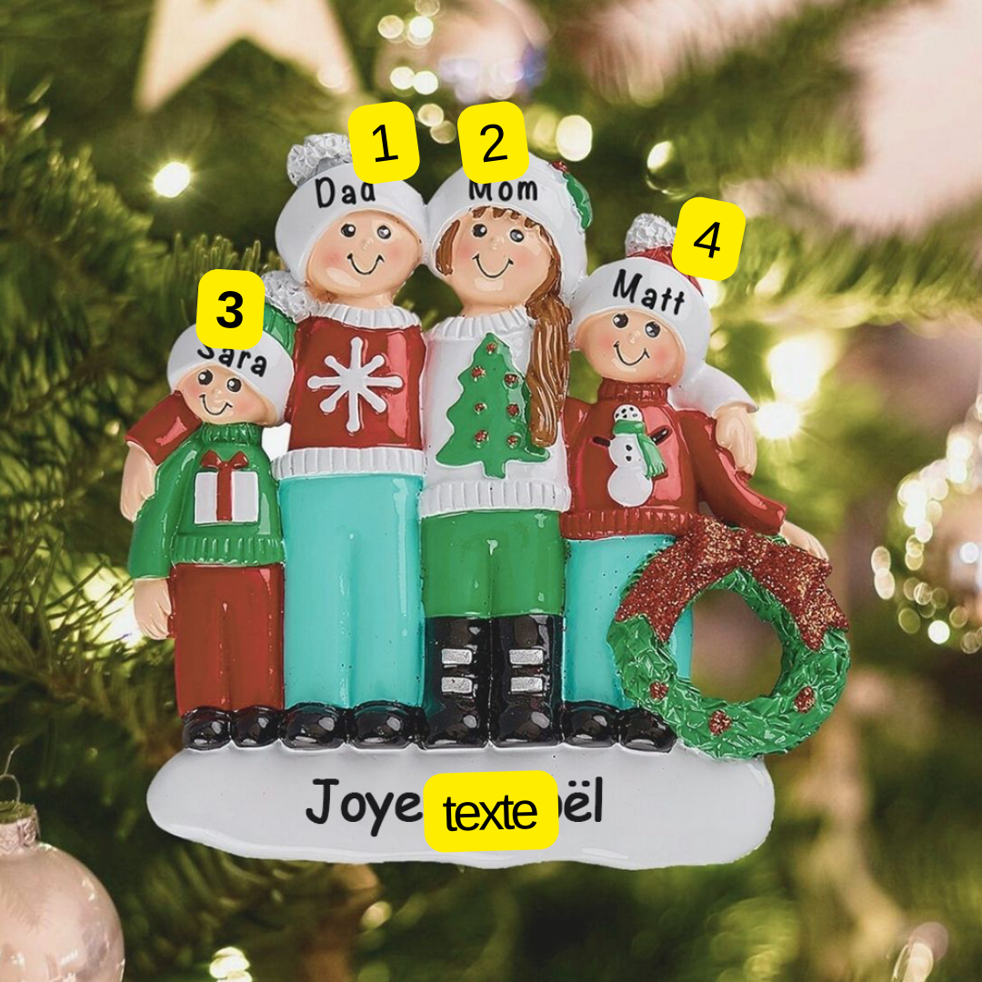 Décoration Sapin Noël Poupée 4 Prénoms Personnalisés et texte | Jessemade