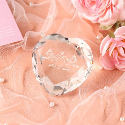 Décoration Cristal Cœur 2 Prénoms Personnalisés pour Couple