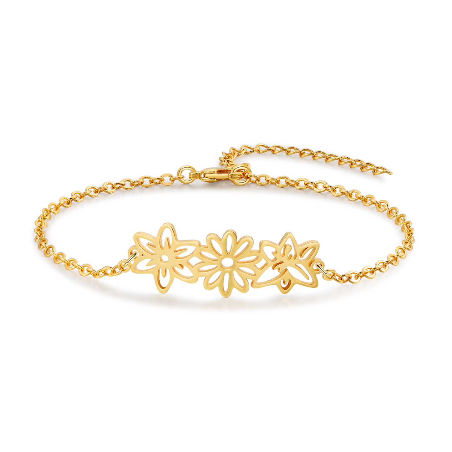Jessemade FR Bracelet 3 Fleurs de Naissance Personnalisées pour Femme