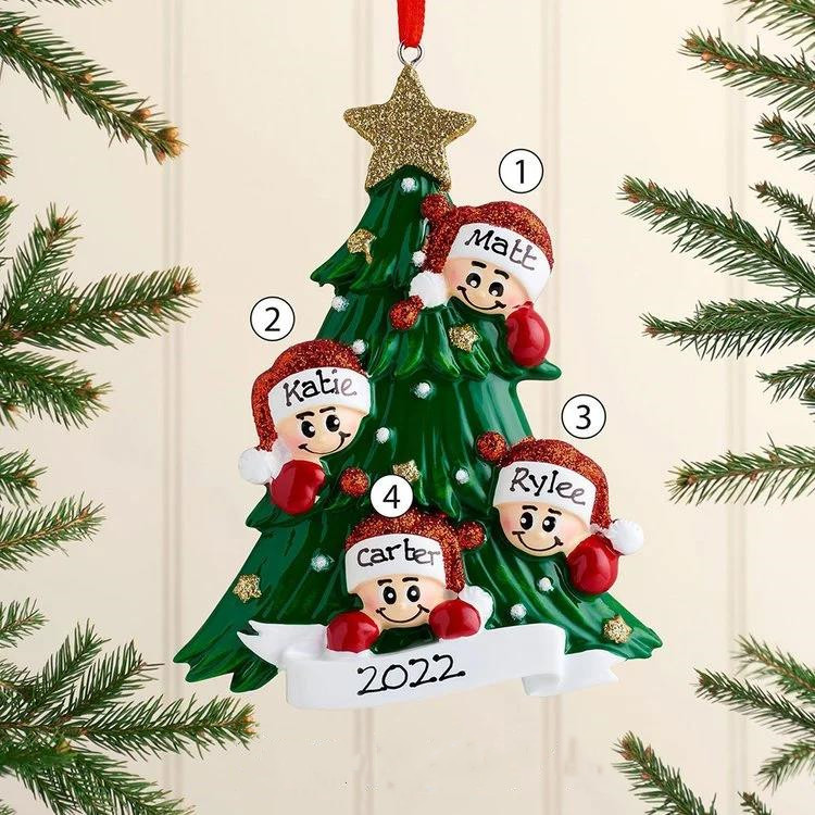 2-8 Noms Décoration Sapin Noël Poupées avec Sapin de Noël Personnalisés avec texte