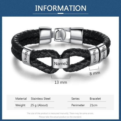 À mon Papa - 1-7 Noms Bracelet Cuir tressé Personnalisés Homme