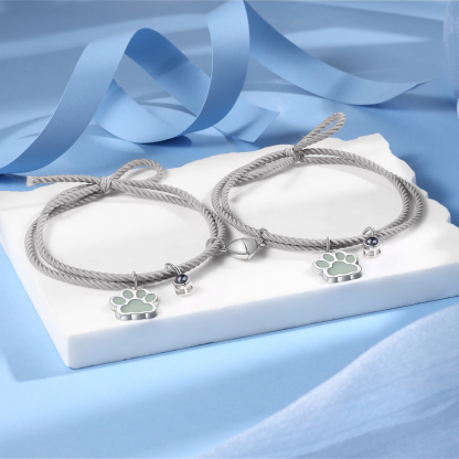 2PCS Bracelets Projection de Pierres Photo Personnalisée pour Couple Bracelet Magnétique Fluorescent