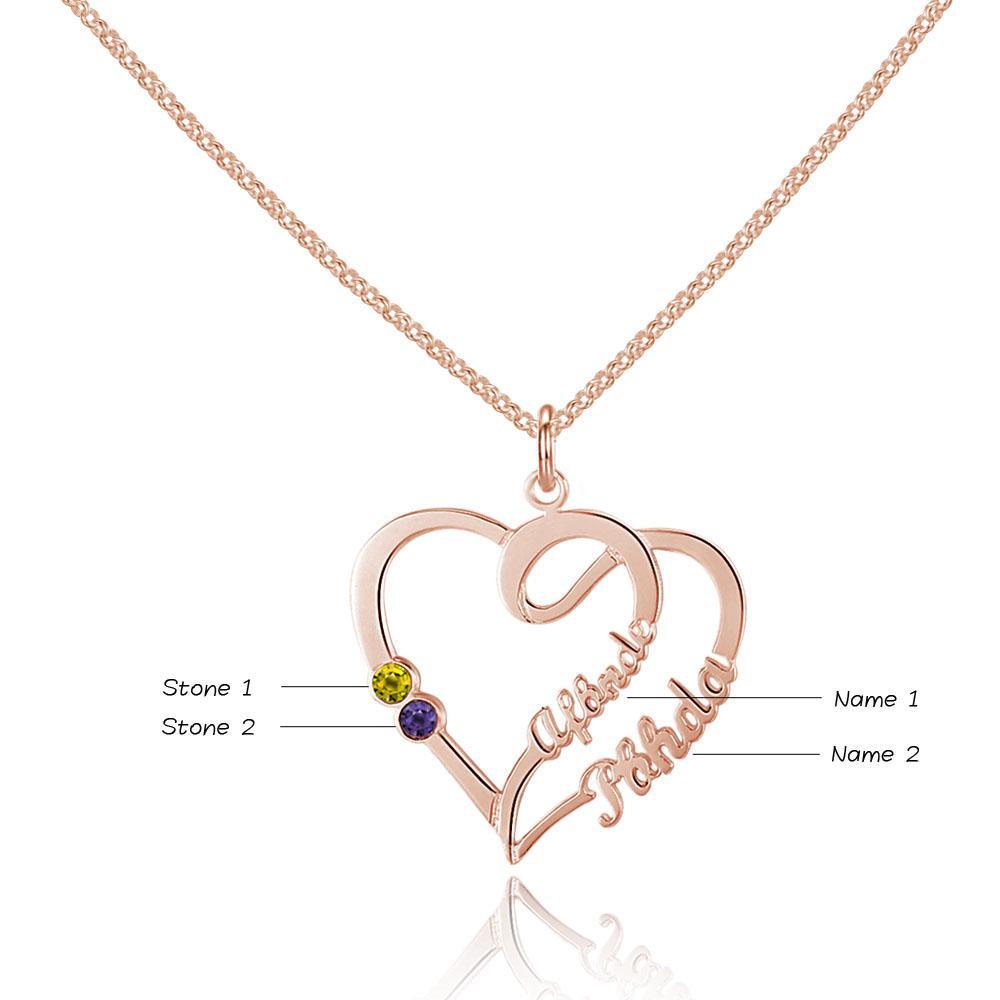 Collier 2 Prénom Personnalis En Argent 925 pendentif cœur