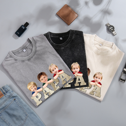 À mon Papi/Papa - T-Shirt Hommes Lion 1-8 Prénoms Personnalisés avec Texte