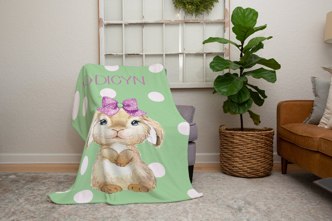 Couverture plaids polaire lapin Prénoms Personnalisé
