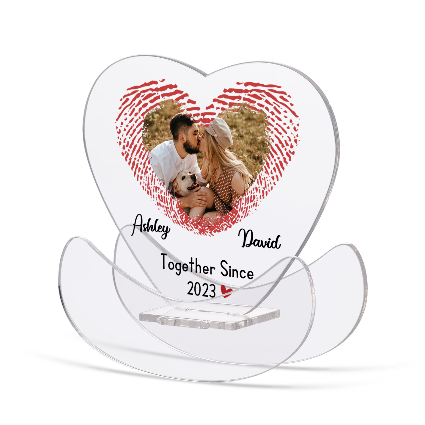 Ornements Panneau Acrylique 2 Prénoms et Photo Personnalisés avec Texte pour Couple