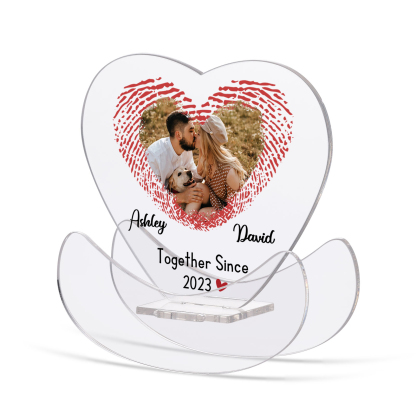 Ornements Panneau Acrylique 2 Prénoms et Photo Personnalisés avec Texte pour Couple