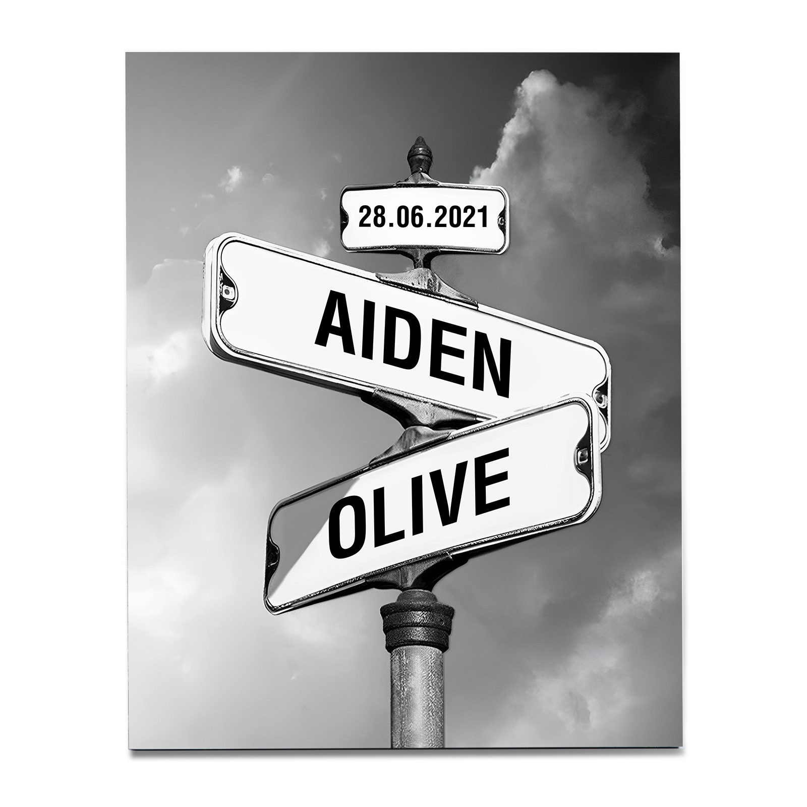 Cadre Imprimé en Bois 2 Prénoms Personnalisé avec Date pour Couple | Jessemade