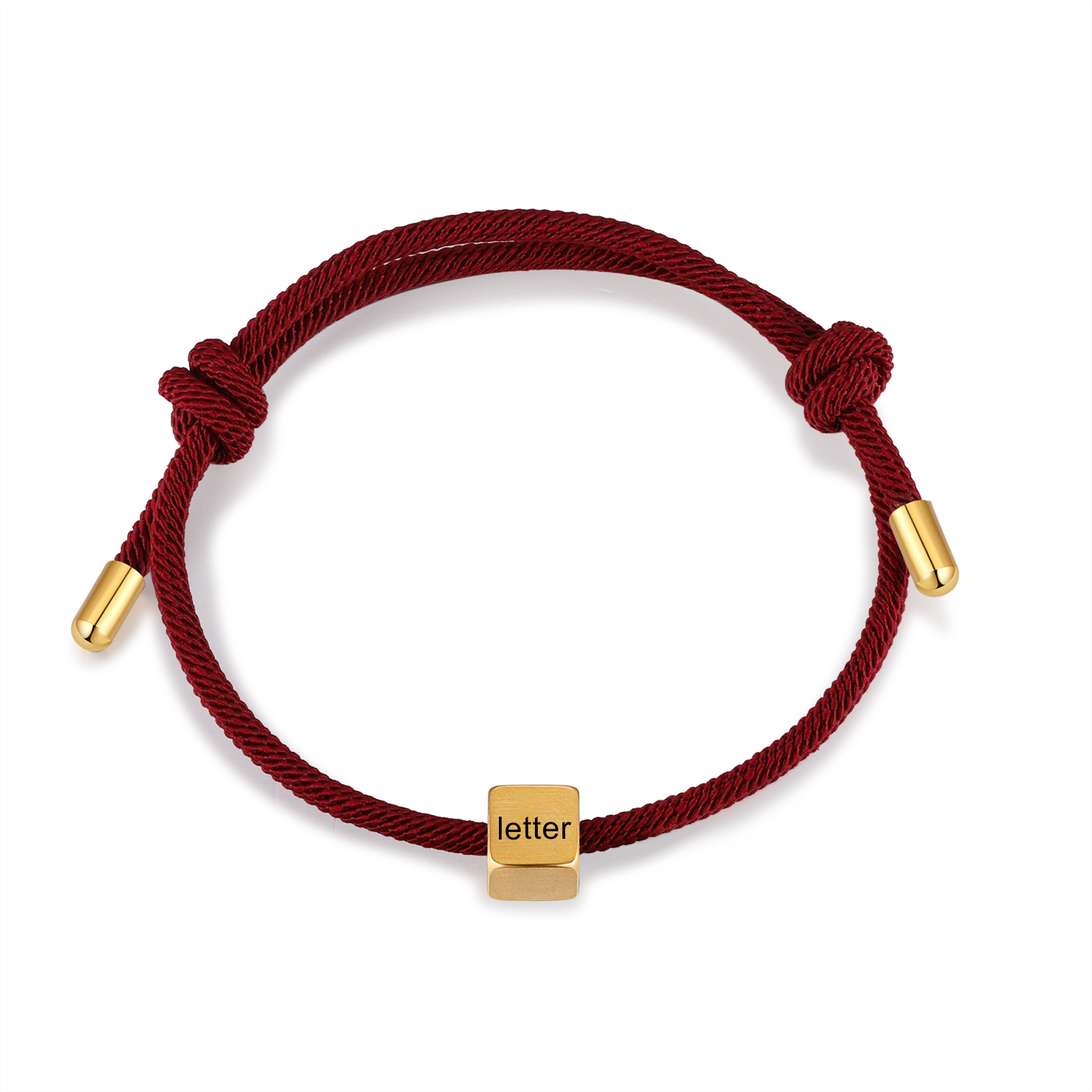 Bracelet Initiale 1 Lettre Personnalisée Rouge pour Couple｜Jessemade