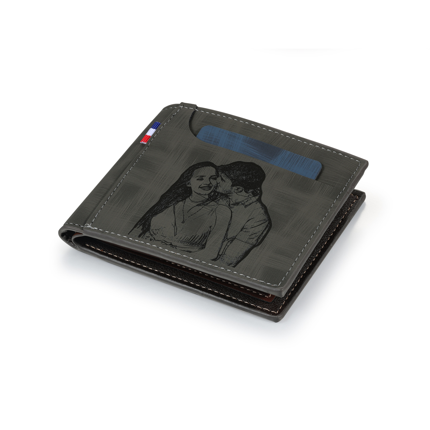 Portefeuille Classique 1 Prénom et Lettre Personnalisés avec Photo Porte-Monnaie Carte