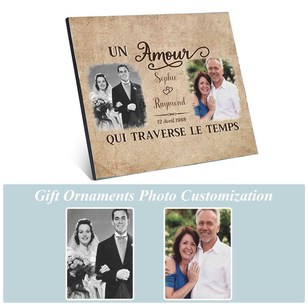 Cadre en bois de Saint-Valentin 2 Prénoms personnalisé avec 2 photos | Jessemade