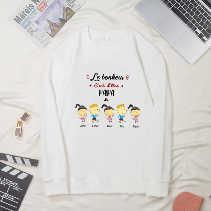 Sweat-Shirt 5 Enfants 5 Prénoms Personnalisés avec Texte