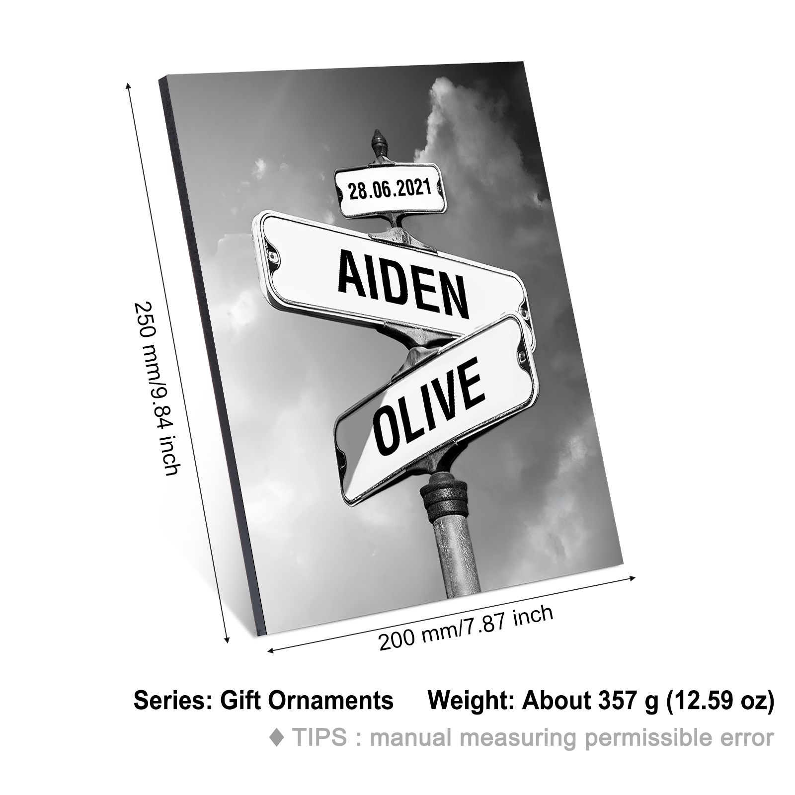 Cadre Imprimé en Bois 2 Prénoms Personnalisé avec Date pour Couple | Jessemade