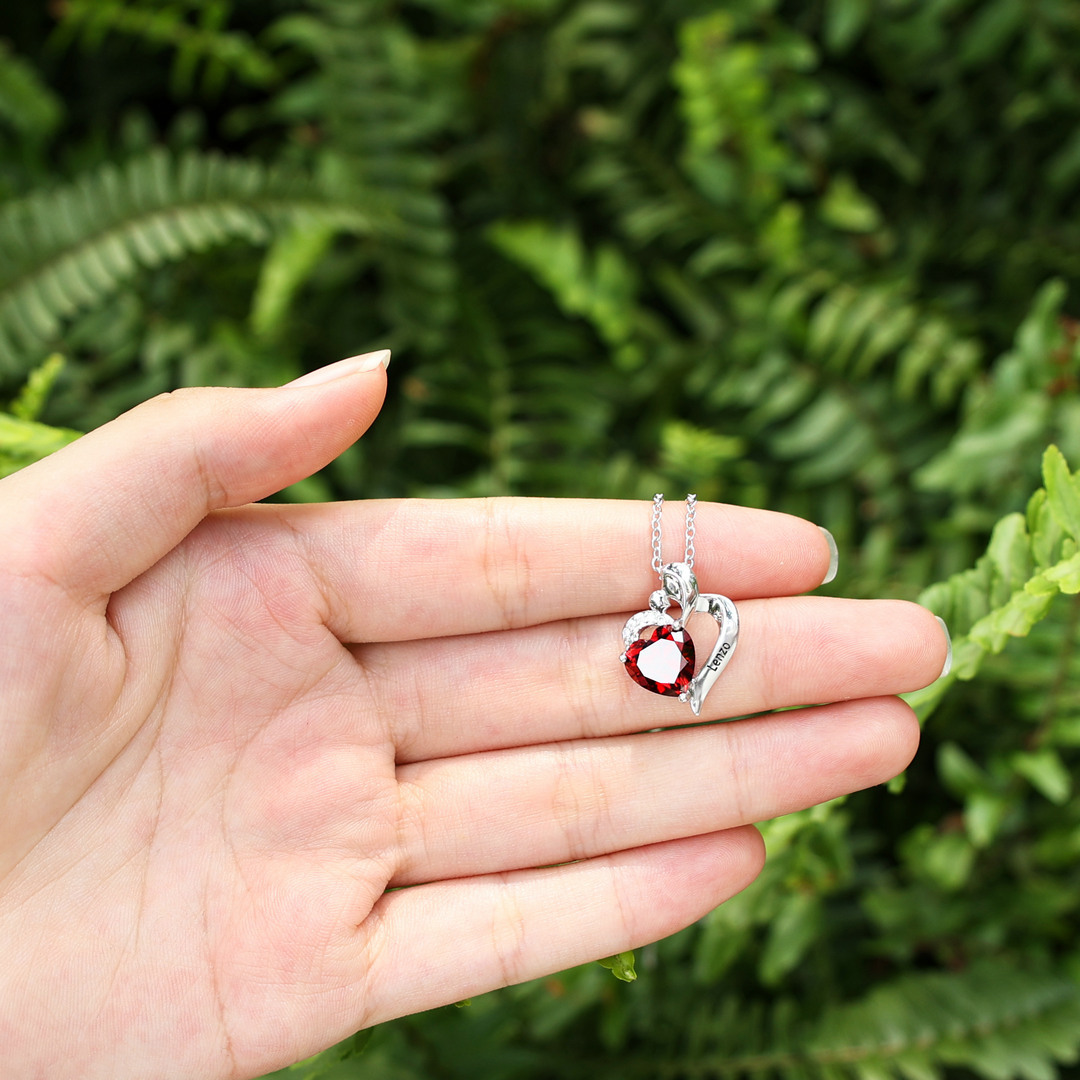 À ma Fille - Collier Cœur 1 Prénom Personnalisé avec Pierre de Naissance