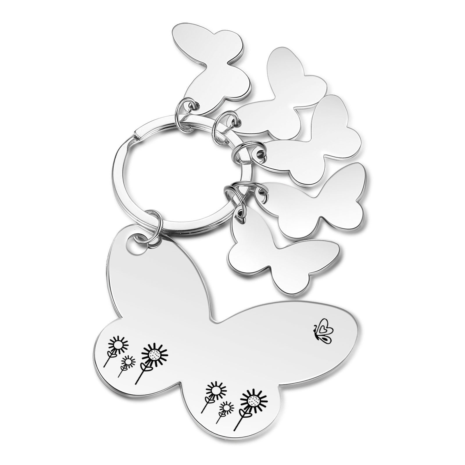 À Maman/Mamie - Porte-Clés Papillon 5 Prénoms Personnalisés avec Texte 