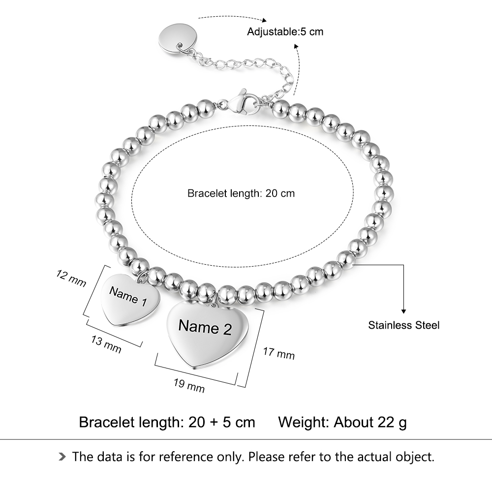 À Ma Marraine Bracelet Cheville Prénom Personnalisé 2 Coeurs Pour Femme | Jessemade