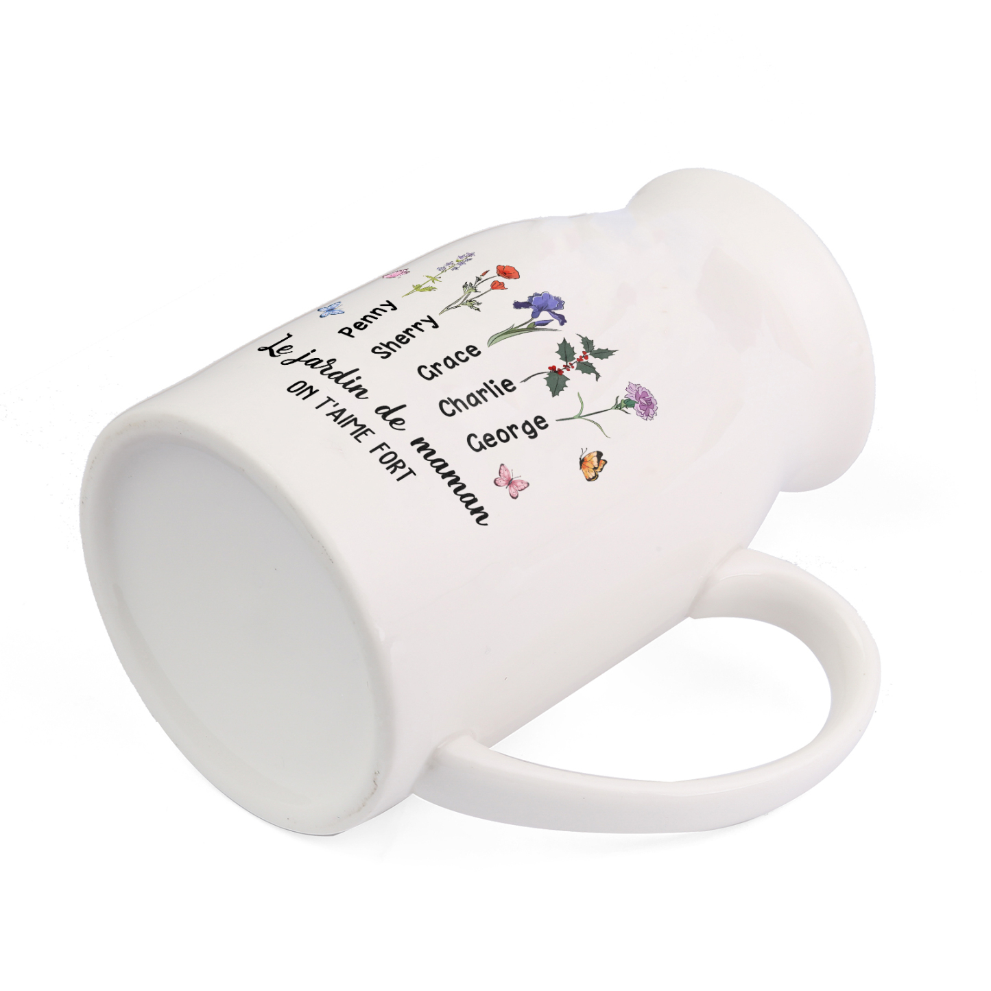 Vase à Fleurs Papillon 5 Prénoms et Fleurs de Naissance Personnalisés avec 2 Textes Décoration de la Maison