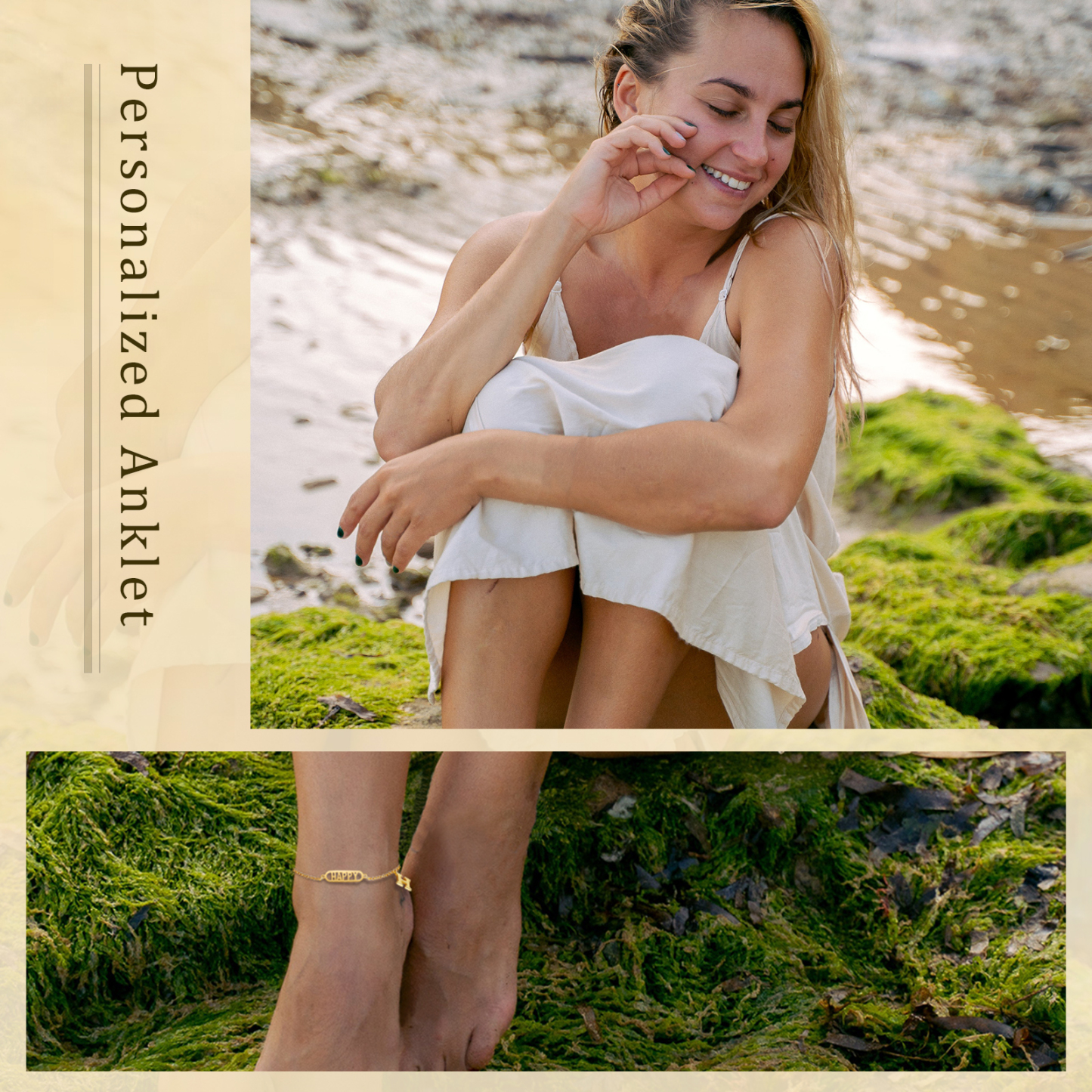 Bracelet de cheville Lettre Personnalisée avec Prénom Bracelet Initiale｜Jessemade