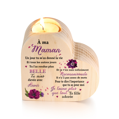 À Ma Maman - Bougeoir en Bois sans bougie Cadeau de Fille pour Maman