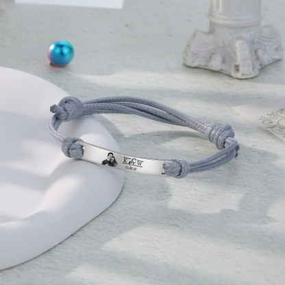 Bracelet Initiale 2 Lettres Personnalisées avec Photo et Date pour Couple｜Jessemade