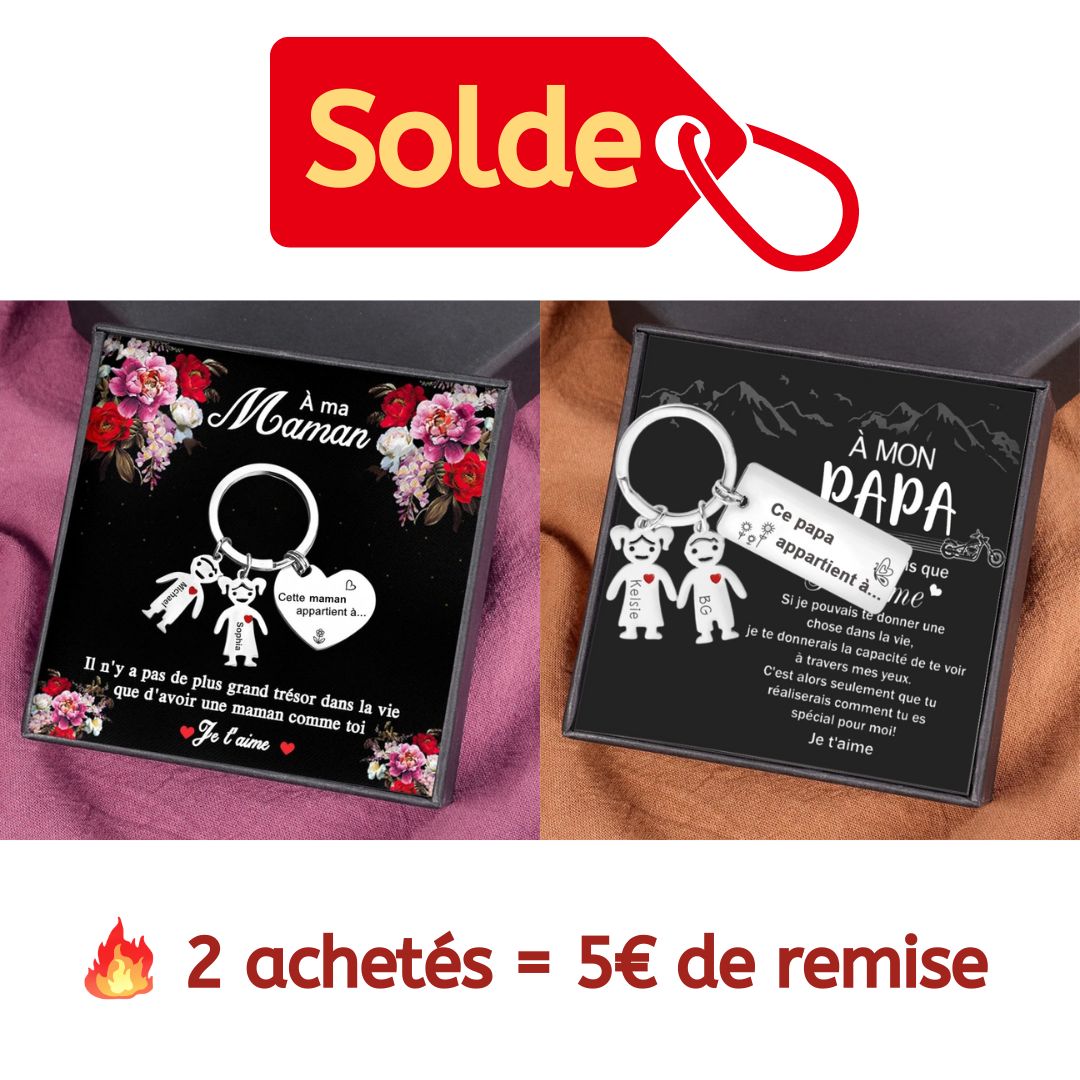 À mon Papa - Porte-Clés 2 Prénoms Personnalisé Avec Breloques 2 Enfants