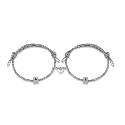 Bracelet Initiale Magnétique 2 Lettres Personnalisées pour Couple｜Jessemade
