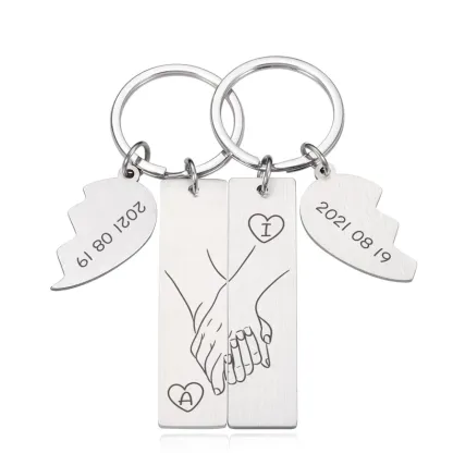 À ma Femme - Porte-Clés la main dans la main 2 Lettres Personnalisés a