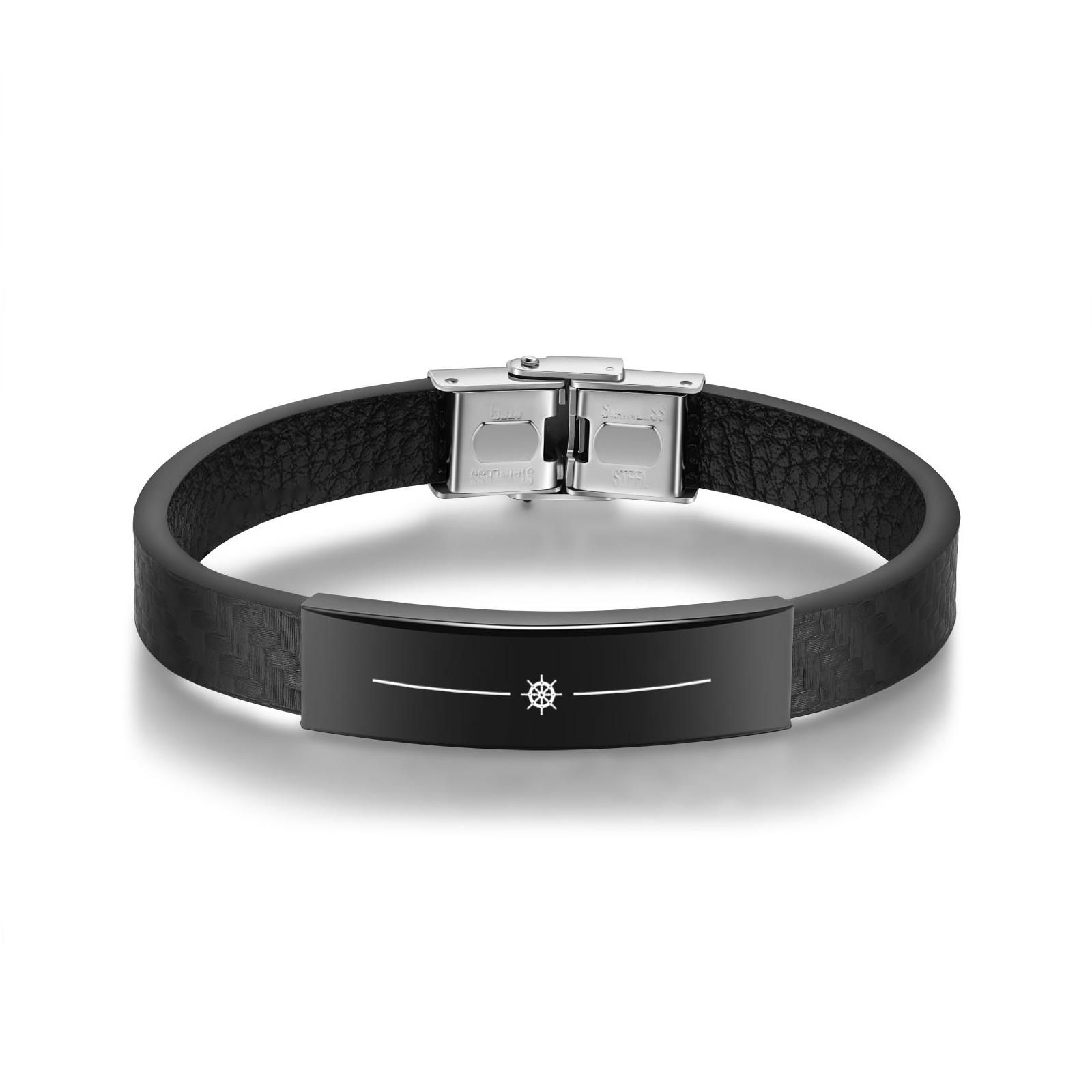 Bracelet Cuir 1 Prénom et Date Personnalisés pour Homme