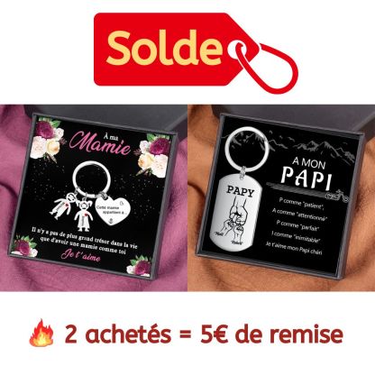 À Ma Mamie - Porte-Clés 2 Prénoms Personnalisé Avec Breloques 2 Enfants