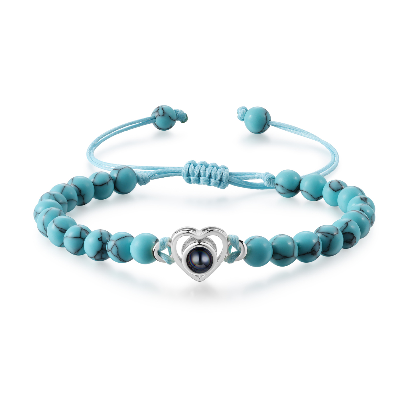 Bracelet Cœur Personnalisé Bracelet Photo Projection en Turquoise pour Couple｜ Jessemade