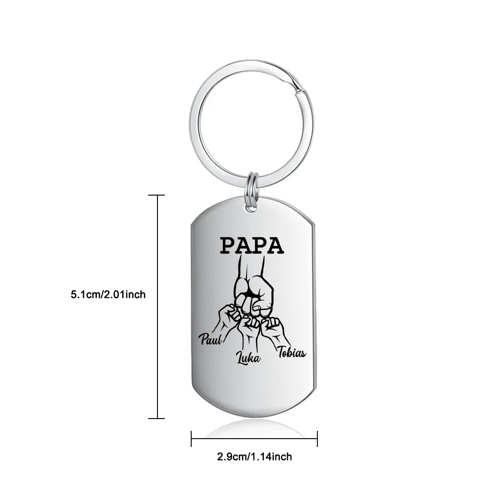 À mon Papa - Porte-Clés Poings 3 Prénoms Personnalisé
