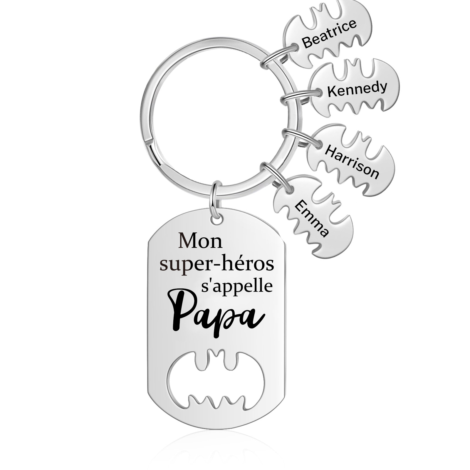 À Mon Papa - 1-5 Noms Porte-Clés Personnalisés Le super héros s'appelle Papa