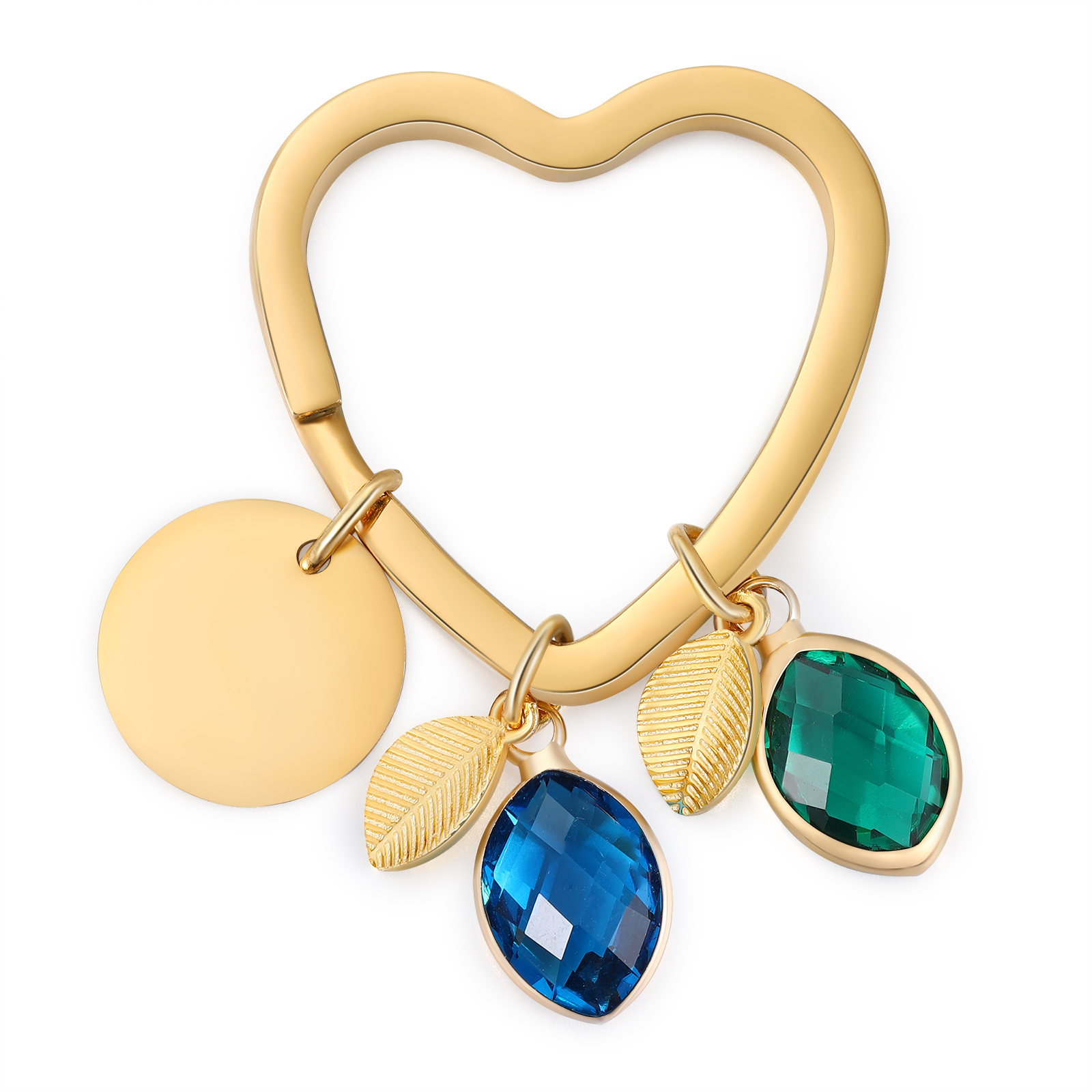 Porte-Clés Fleur de Naissance Feuilles 1 Prénom et 2 Lettres Personnalisés avec 2 Pierre de Naissance