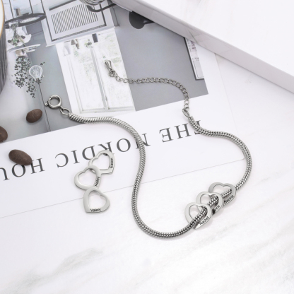 Bracelet Cheville Réglable Prénom Personnalisés Pour Femmes Avec 6 Pendentif Coeur