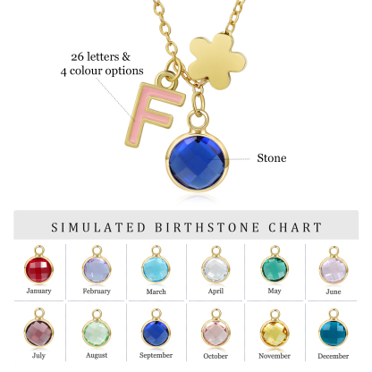 Collier Enfants Bébé Collier 1 Pierre de Naissance et 1 Lettre pour Fille Filleule