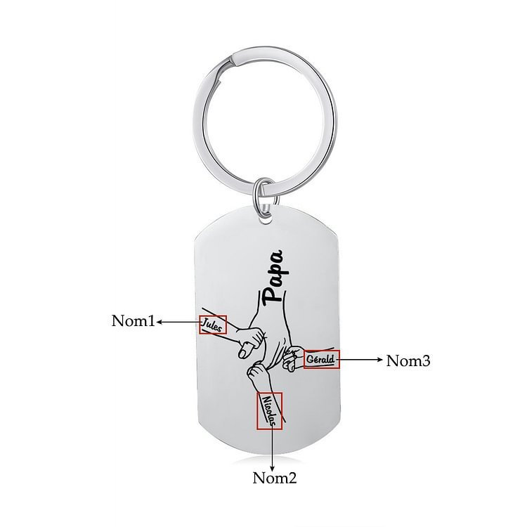 À mon Papa - 1-5 Noms Porte-Clés la main dans la main Personnalisés