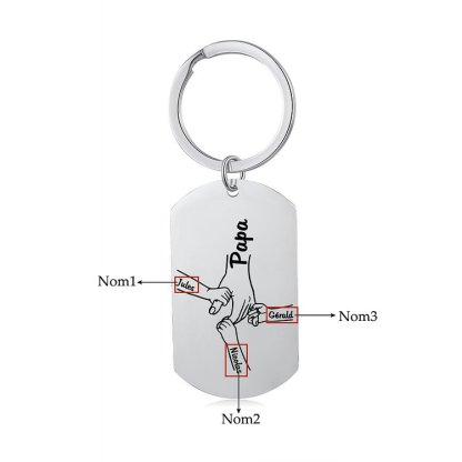 À mon Papa - 1-5 Noms Porte-Clés la main dans la main Personnalisés