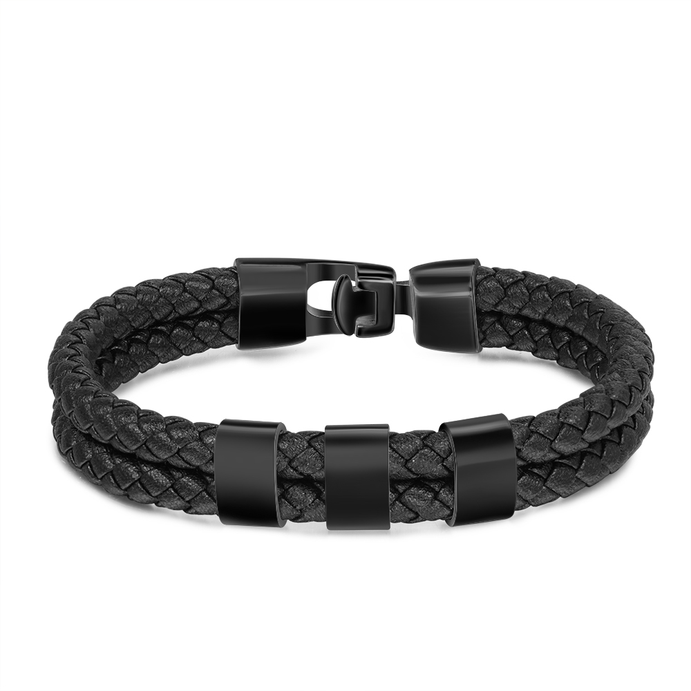 Bracelet Pour Hommes 3 Prénoms Personnalisés Noirs Bracelet Homme