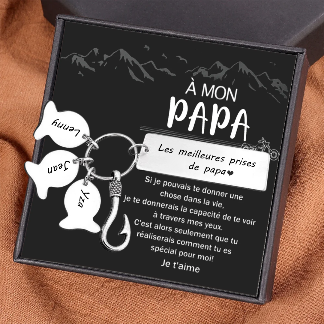 Jessemade FR À mon Papa - Porte-Clés 3 Prénoms Personnalisé