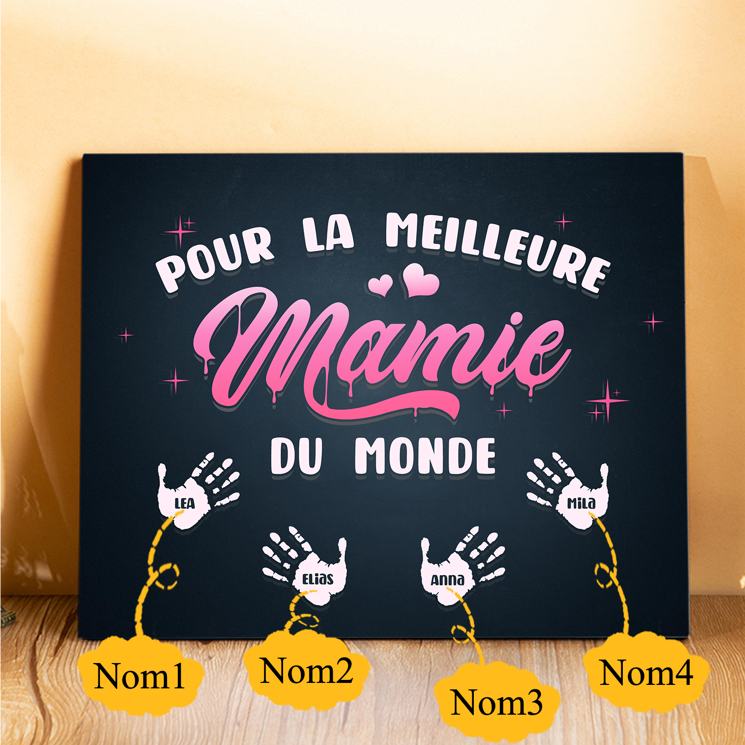 À ma Mamie - Cadre en Bois Arbre 1-6 Prénoms Personnalisés