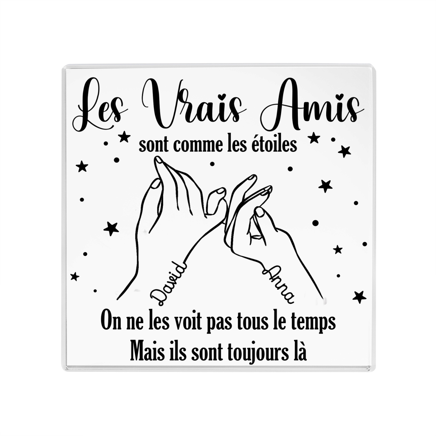 À Meilleure Amie - Plaque Acrylique Carrée Promesse du petit doigt 2 Prénoms Personnalisés | Jessemade