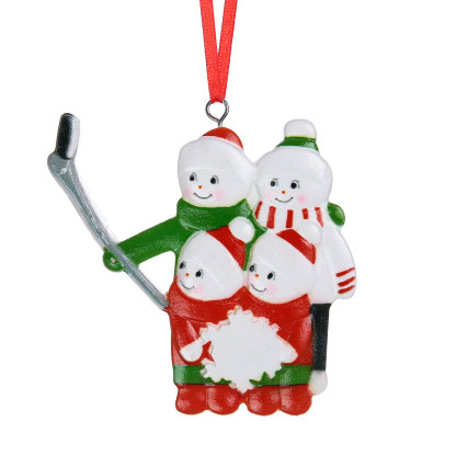 Ornements de Noël en Résine Bonhomme de Neige 4 Prénoms Personnalisés avec Année