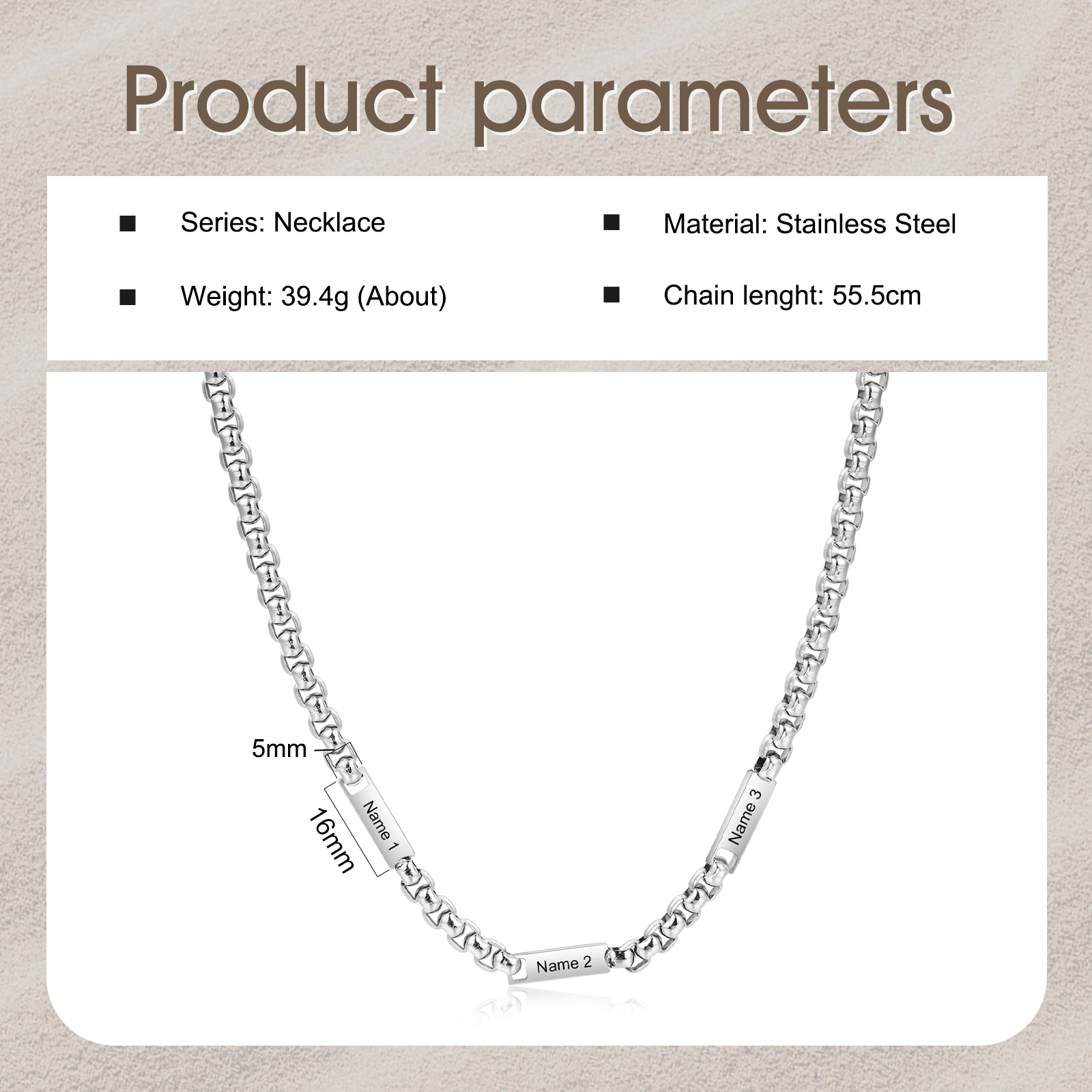 Collier 3 Prénoms Personnalisé Collier Homme