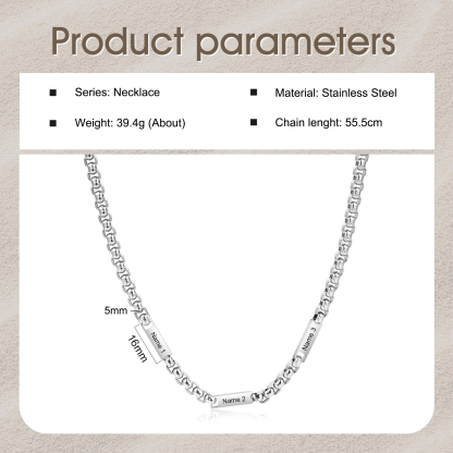 Collier 3 Prénoms Personnalisé Collier Homme