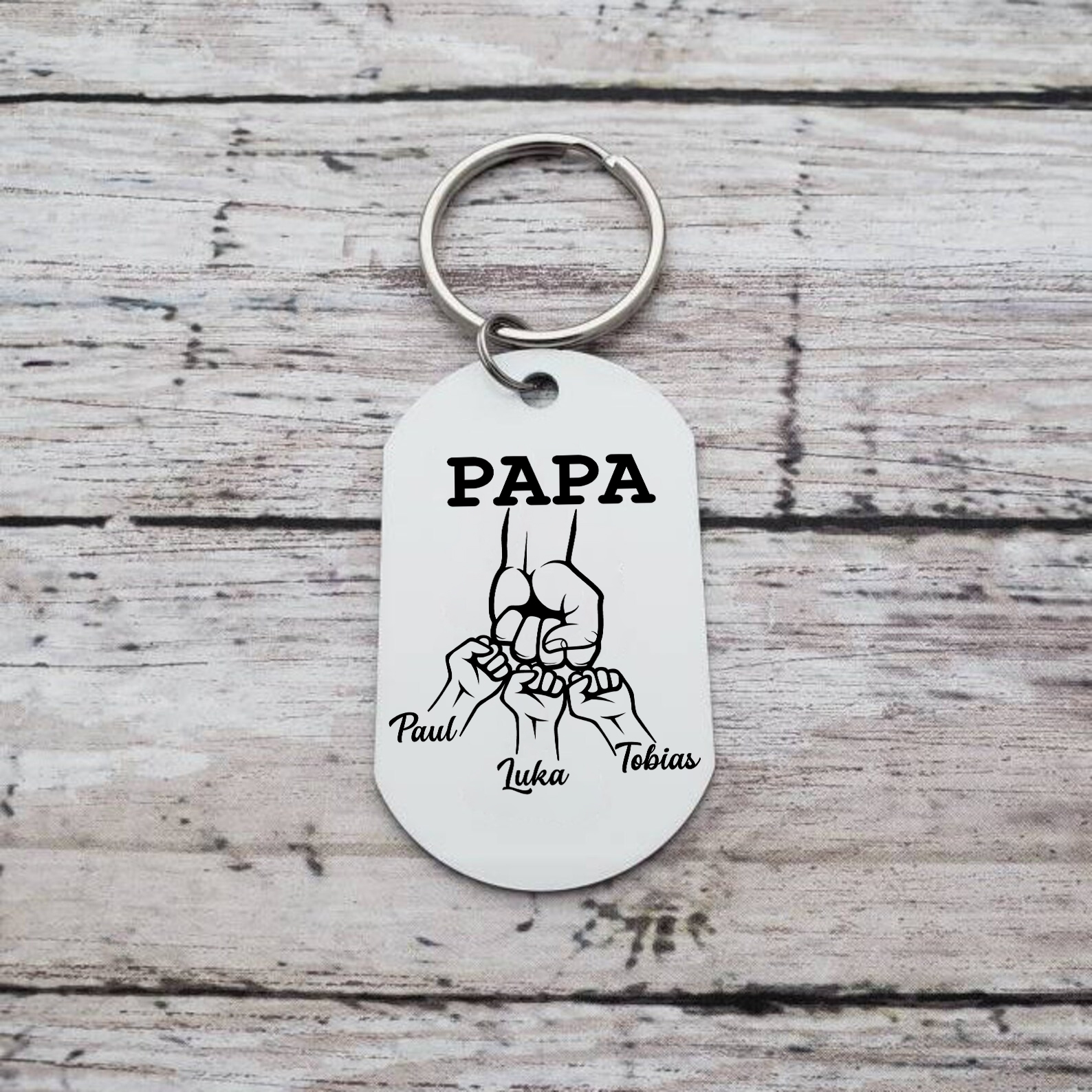 À mon Papa - 1-5 Noms Porte-Clés Poings Personnalisés avec Photo