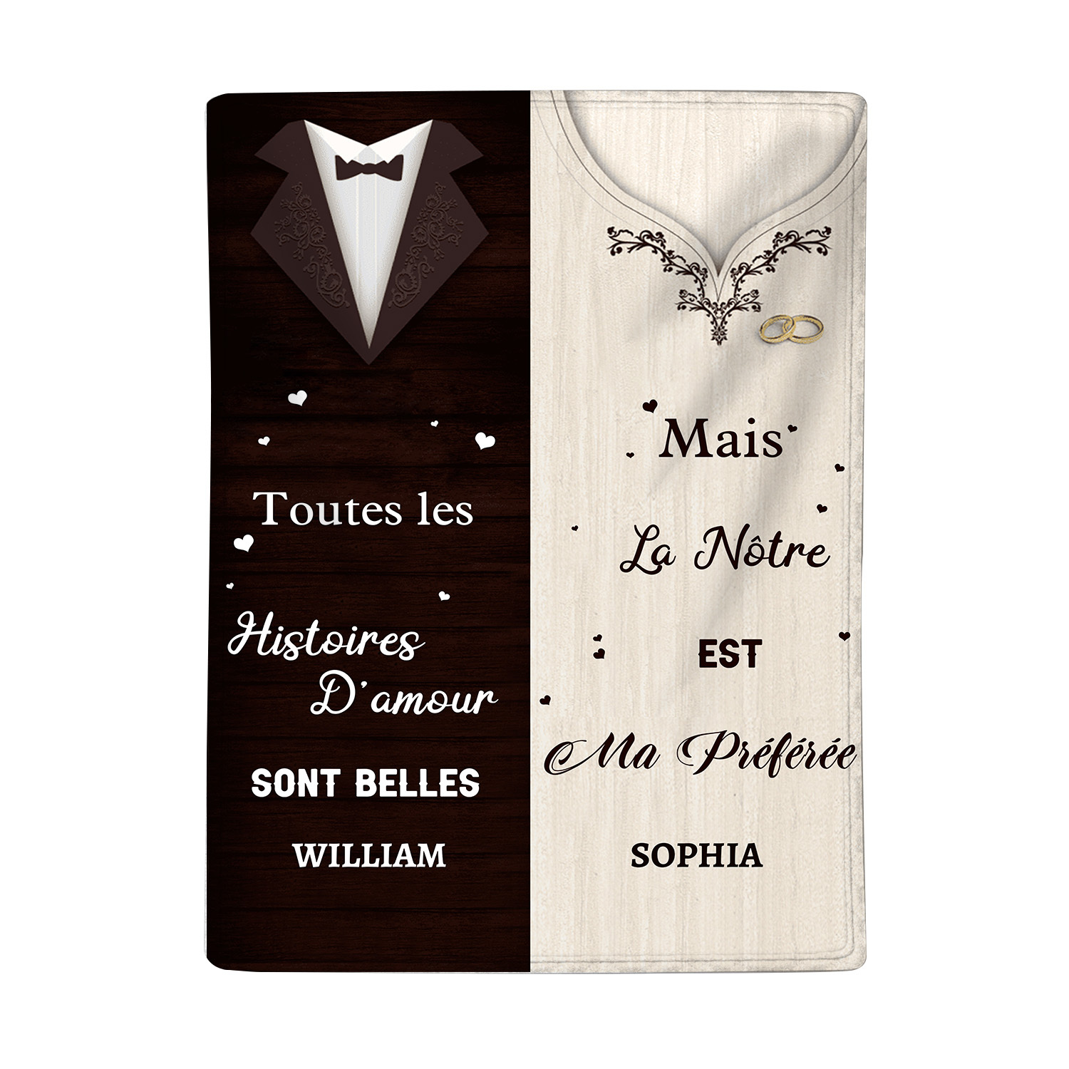 Couverture Plaids Polaire 2 Prénoms Personnalisés | Jessemade