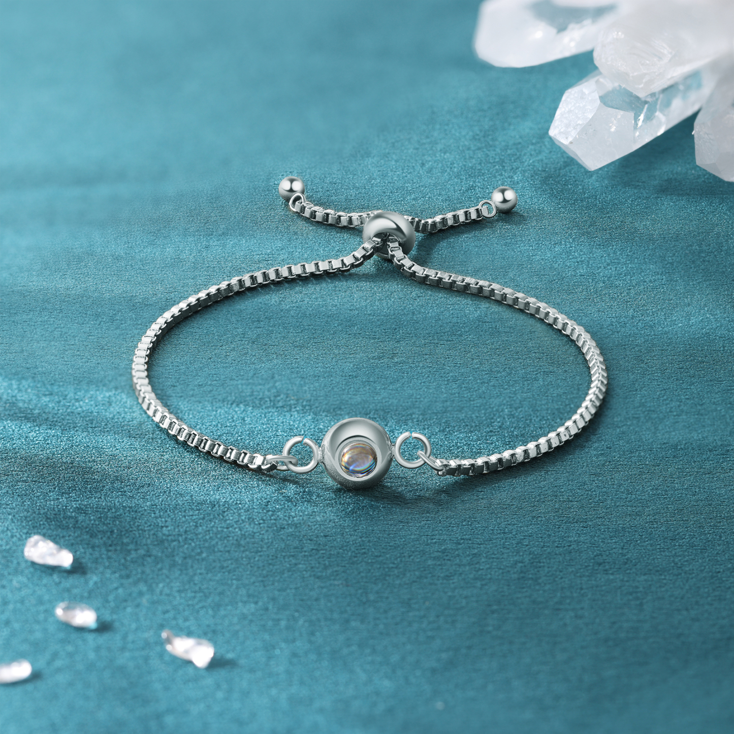 Bracelet Personnalisé avec Photo Projettée Bracelet Photo Projection Argent pour Couple｜ Jessemade